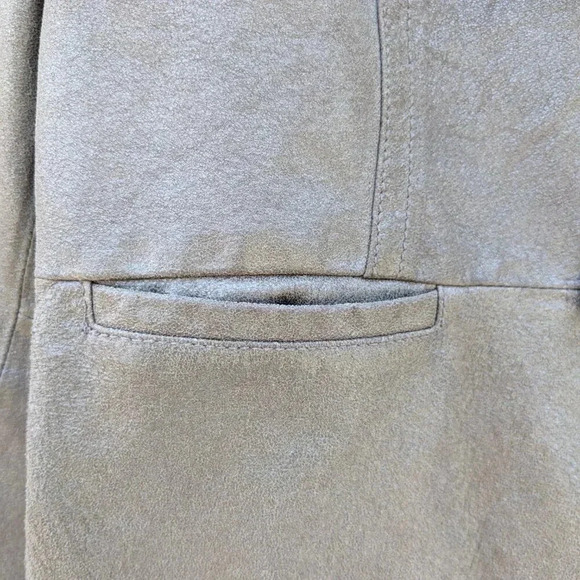 I.e Women's Silver Classic Leather Blazer Button Down Size M - Picture 3 of 8